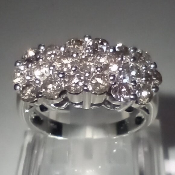 $ALE!  10Kt Yellow or White Gold 1.50ctw Diamond Flower Cluster Ring - Picture 3 of 13